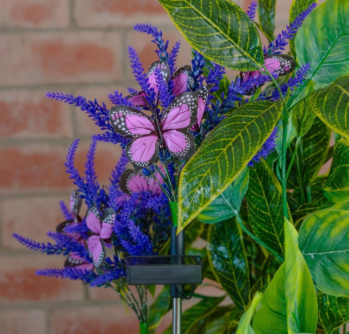 Solar Artificial Purple Flower 35-50cm | With Butterflies