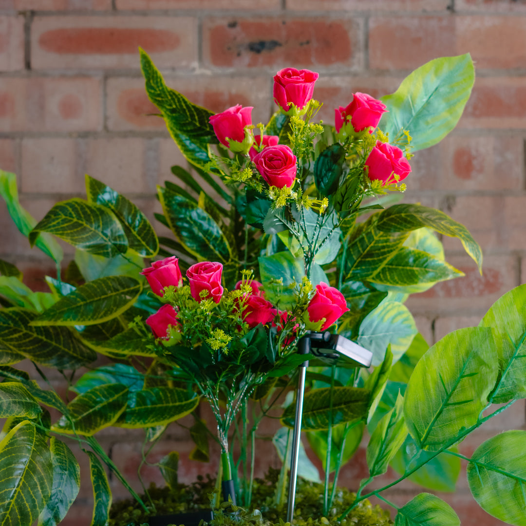 Solar Artificial Rose 35-50cm | Red Flowers