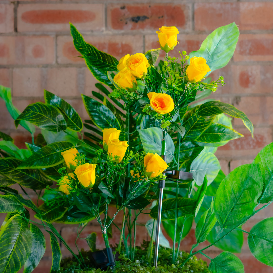 Solar Artificial Rose 35-50cm | Yellow Flowers