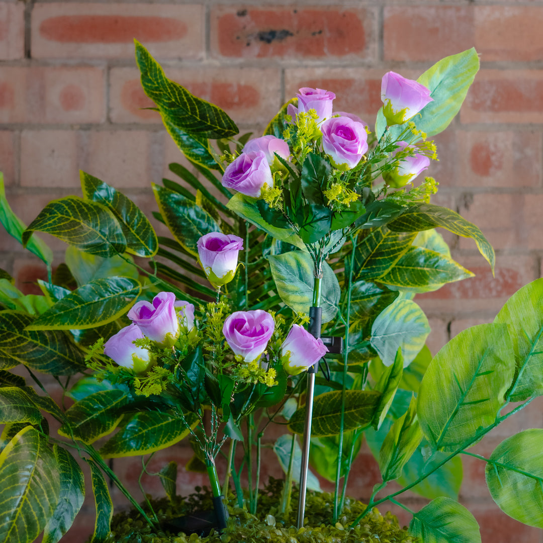 Solar Artificial Rose 35-50cm | Purple Flowers
