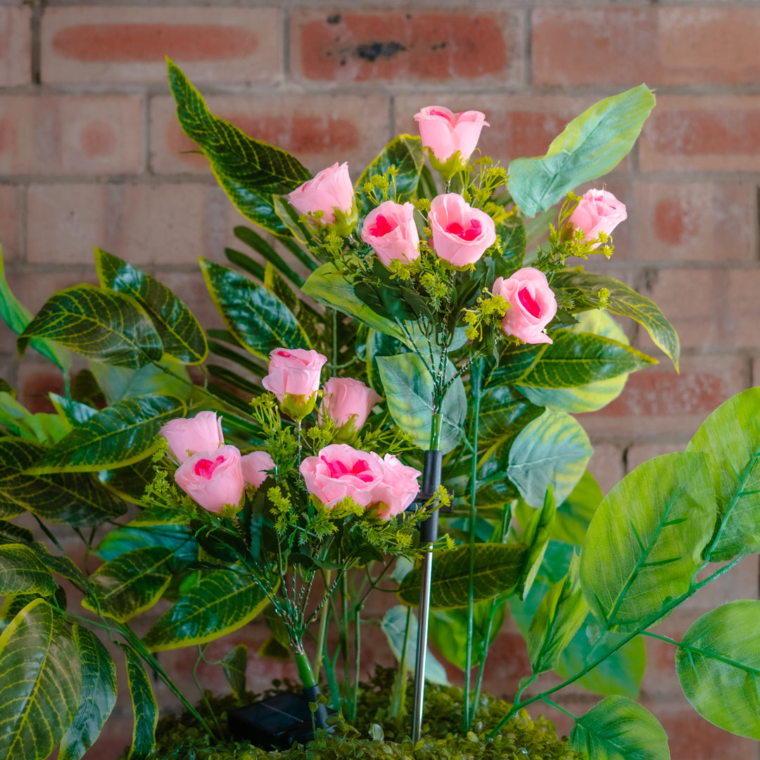 Solar Artificial Rose 35-50cm | Pink Flowers