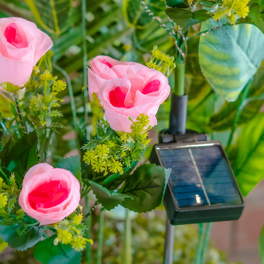 Solar Artificial Rose 35-50cm | Pink Flowers