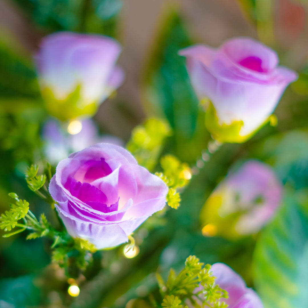 Solar Artificial Rose 35-50cm | Purple Flowers