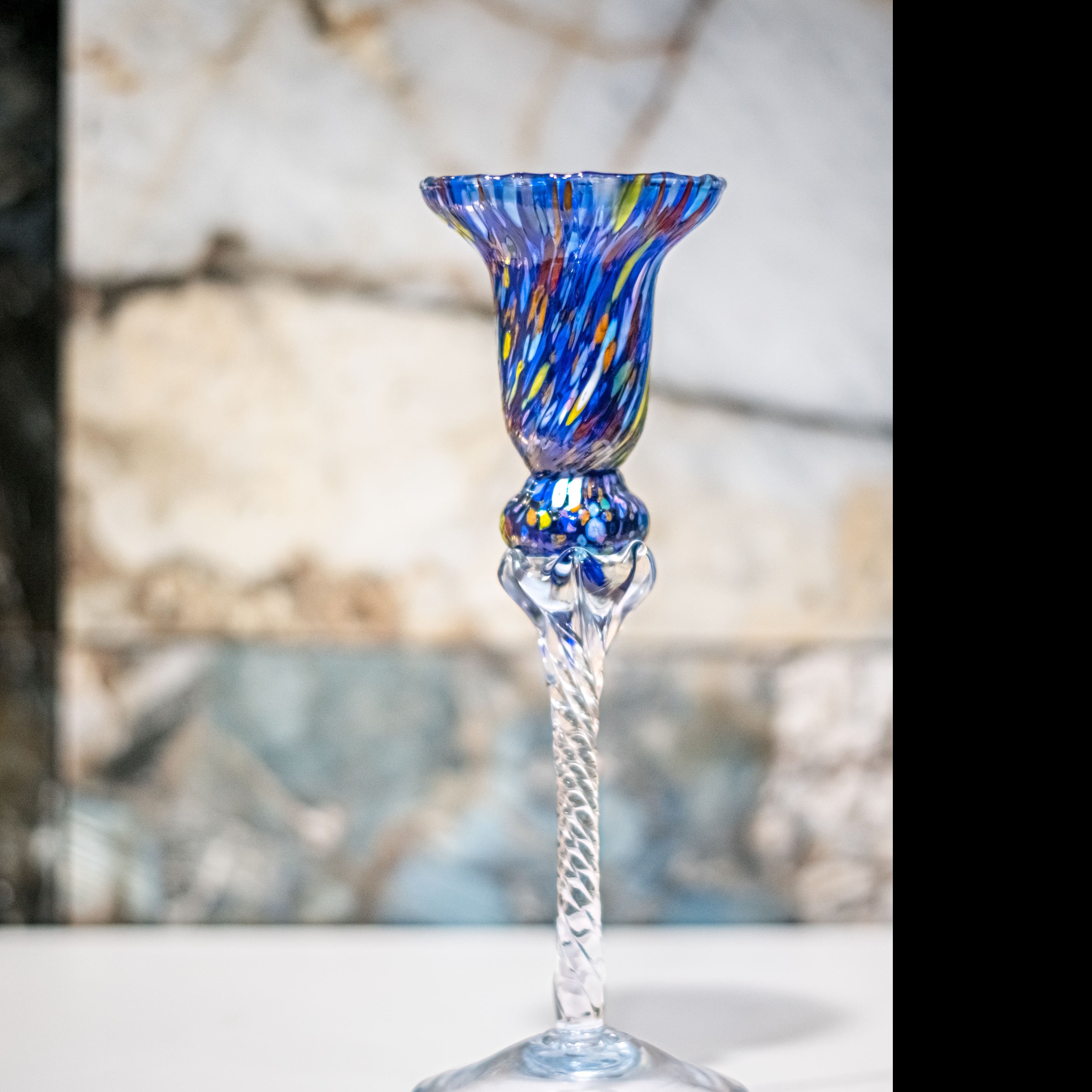 Murano Glass - King Candle Holder Blue
