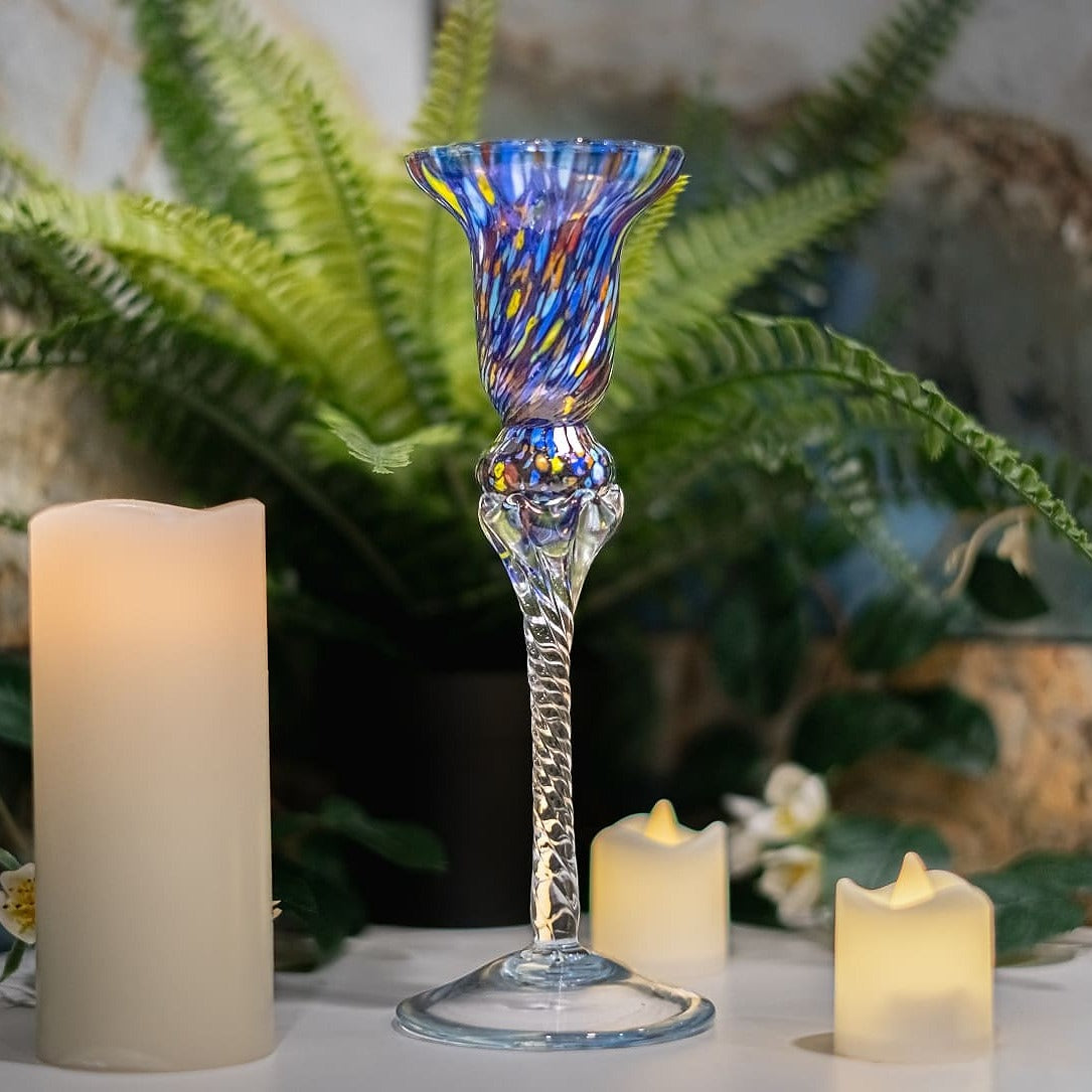 Murano Glass - King Candle Holder Blue