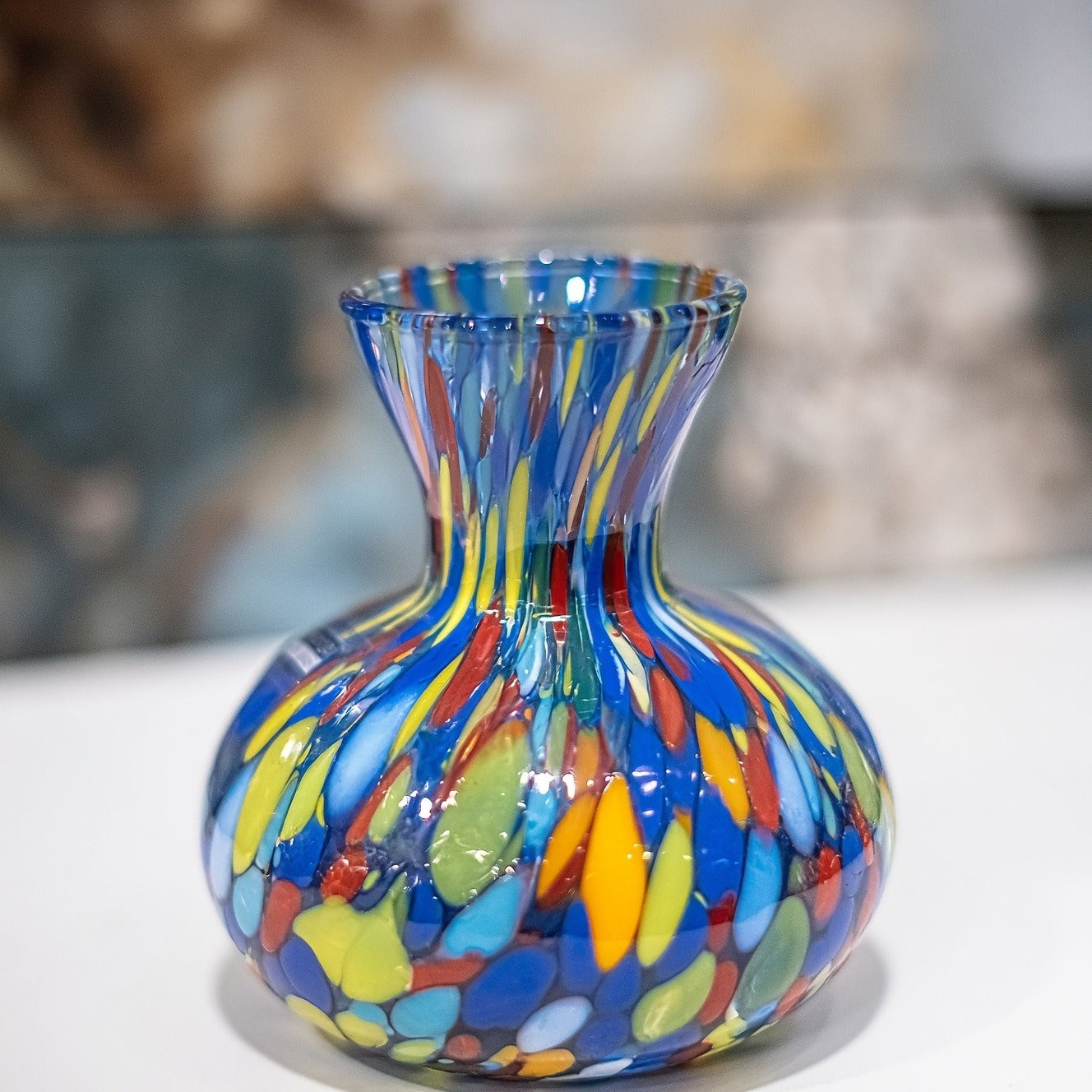Petite Murano Glass Vase – Colorful Bulbous Beauty