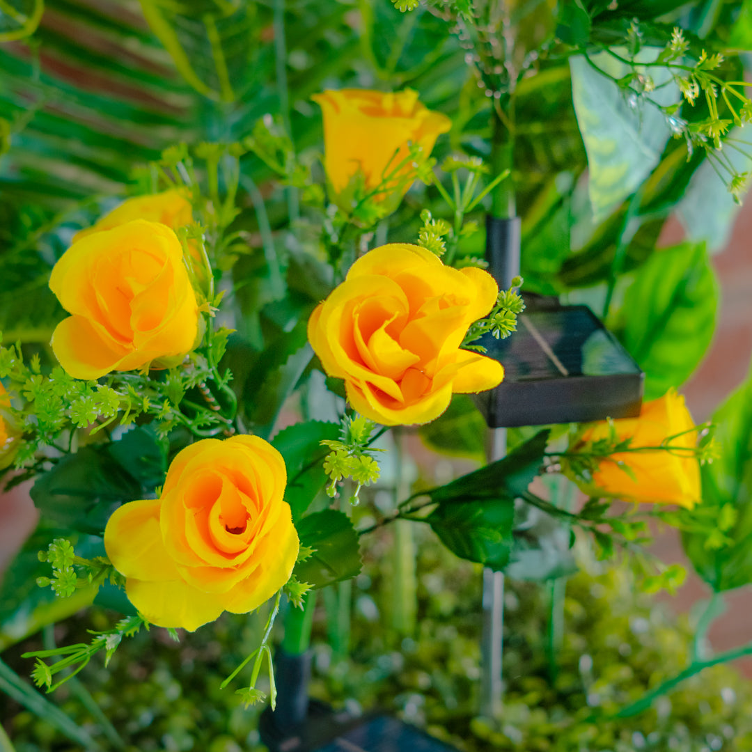 Solar Artificial Rose 35-50cm | Yellow Flowers