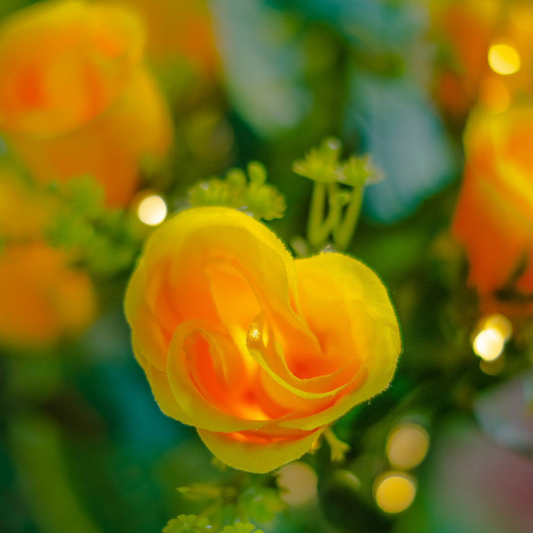 Solar Artificial Rose 35-50cm | Yellow Flowers