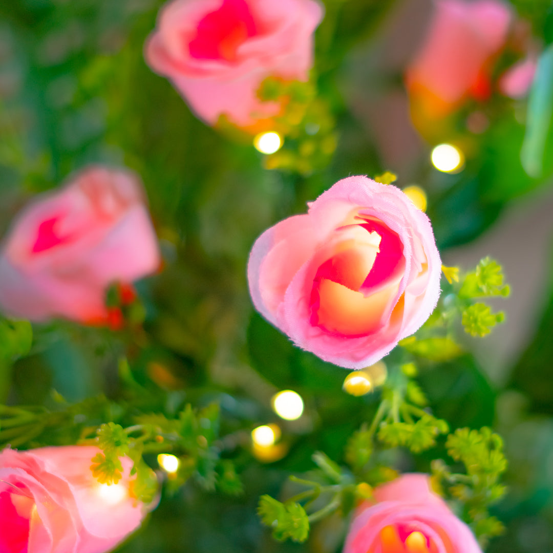 Solar Artificial Rose 35-50cm | Pink Flowers