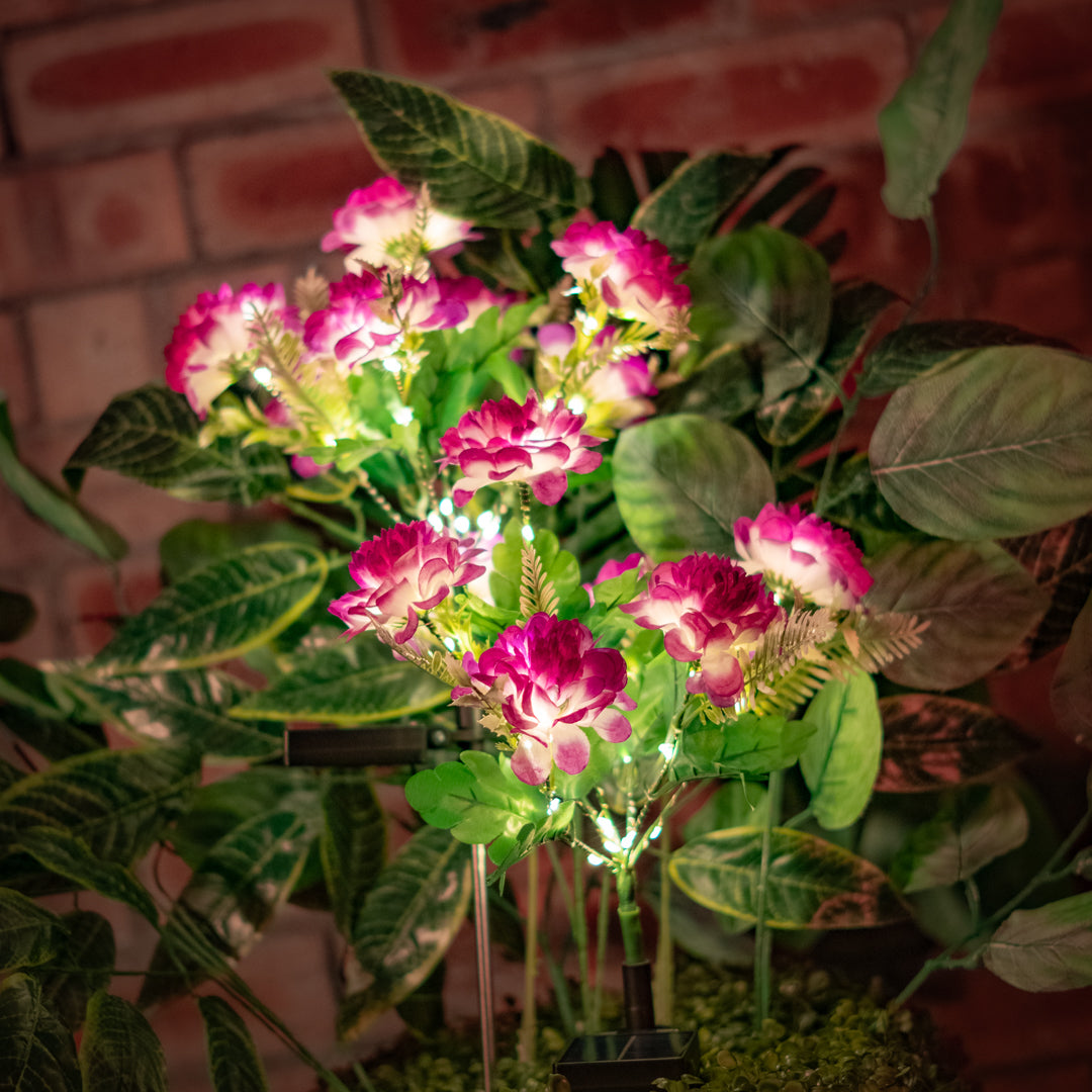 Solar Artificial Purple Flower 35-50cm | Peony Style