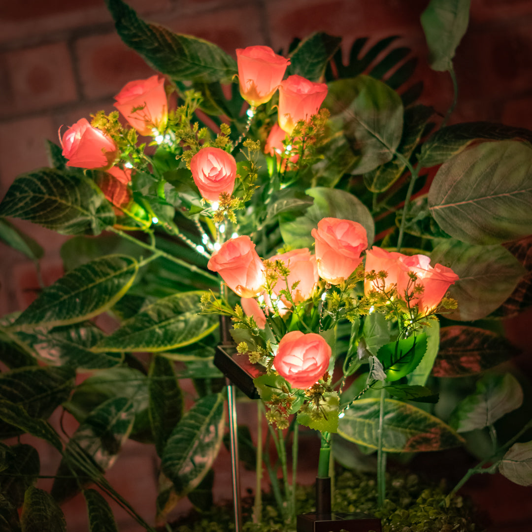 Solar Artificial Rose 35-50cm | Pink Flowers