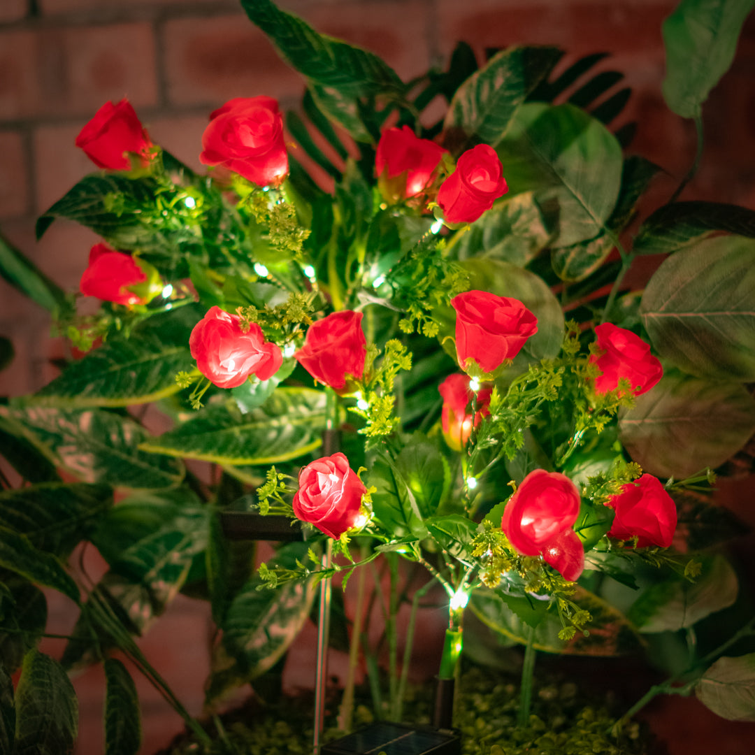 Solar Artificial Rose 35-50cm | Red Flowers