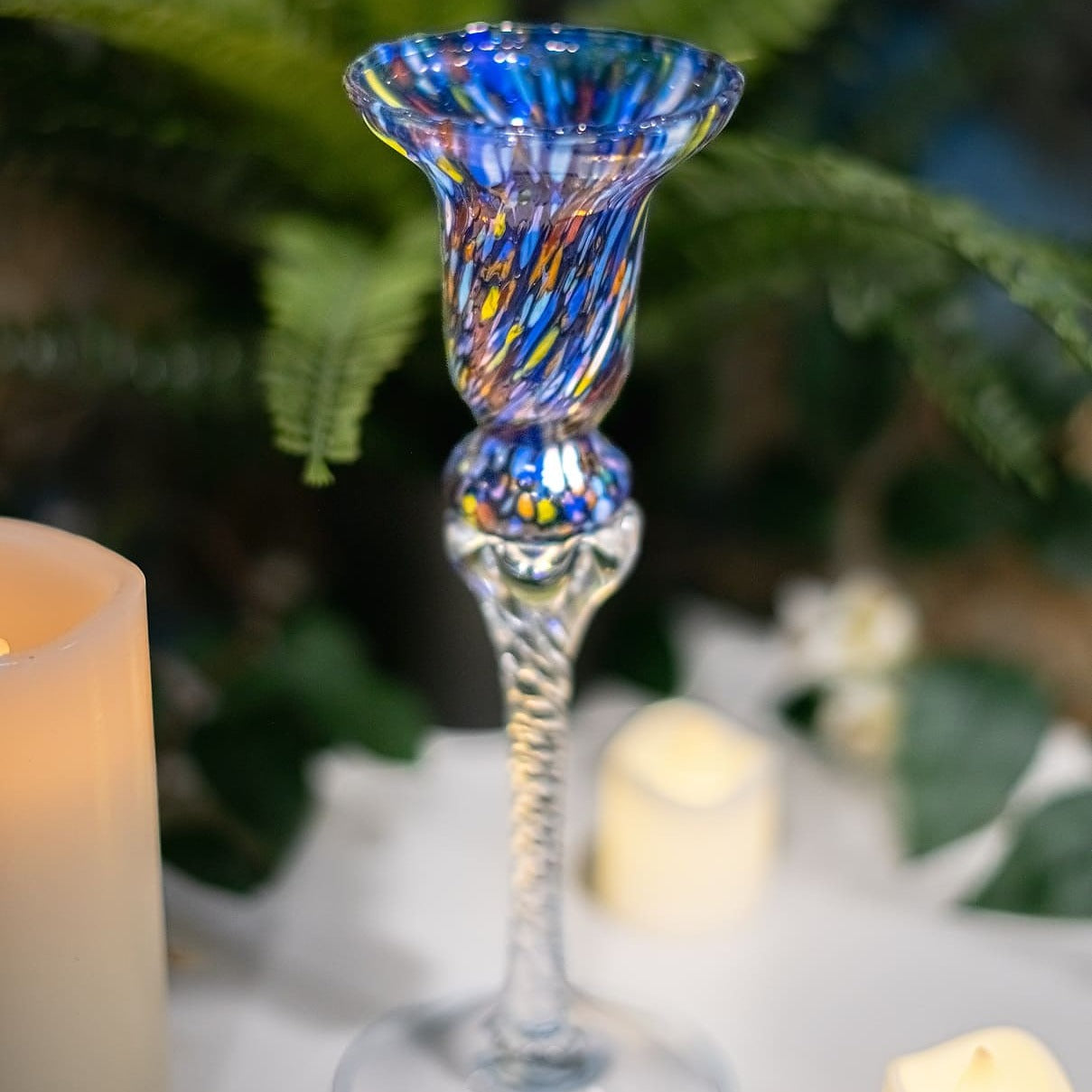 Murano Glass -  King Candle Holder Blue