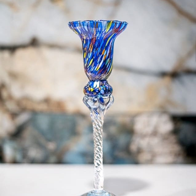 Murano Glass -  King Candle Holder Blue