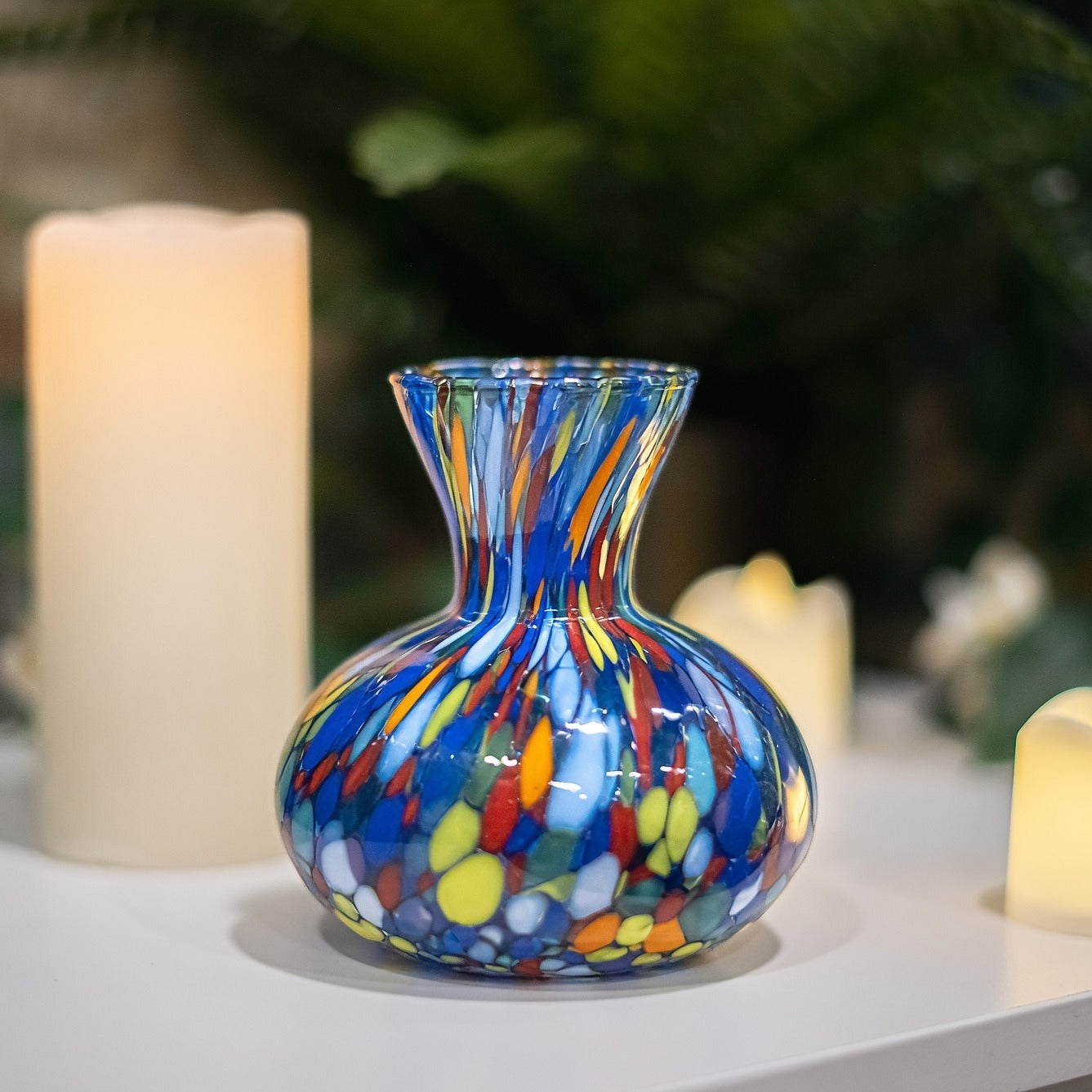 Petite Murano Glass Vase – Colorful Bulbous Beauty