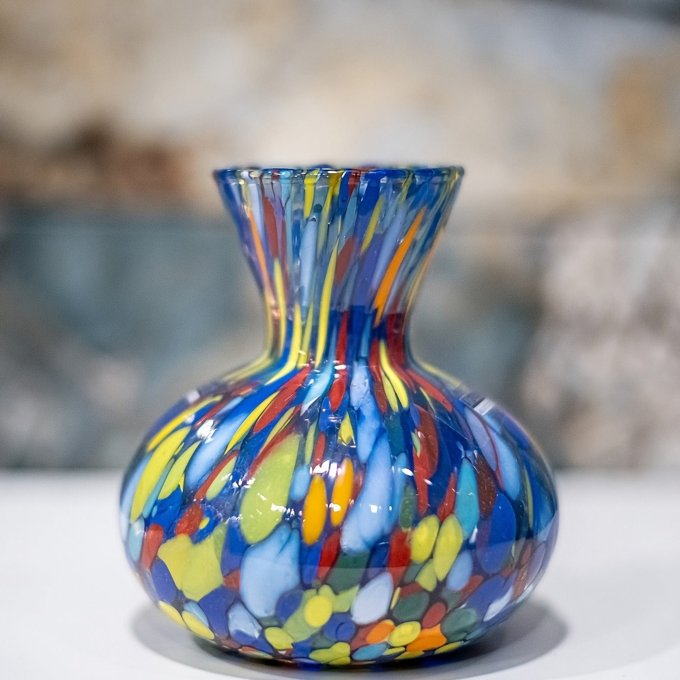 Petite Murano Glass Vase – Colorful Bulbous Beauty