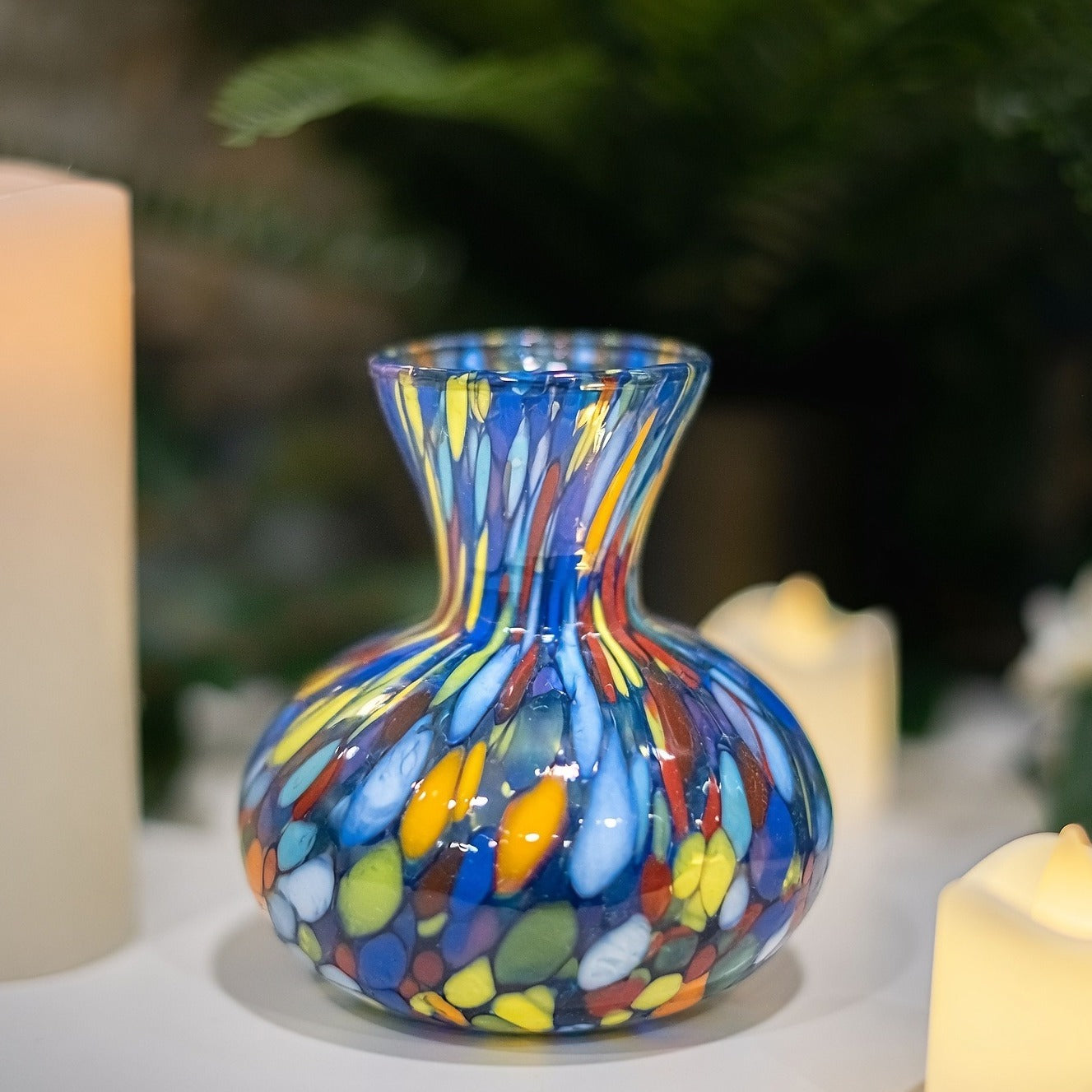 Petite Murano Glass Vase – Colorful Bulbous Beauty