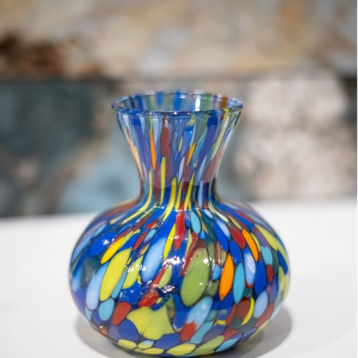 Petite Murano Glass Vase – Colorful Bulbous Beauty
