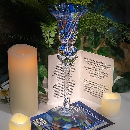 Murano Glass -  King Candle Holder Blue