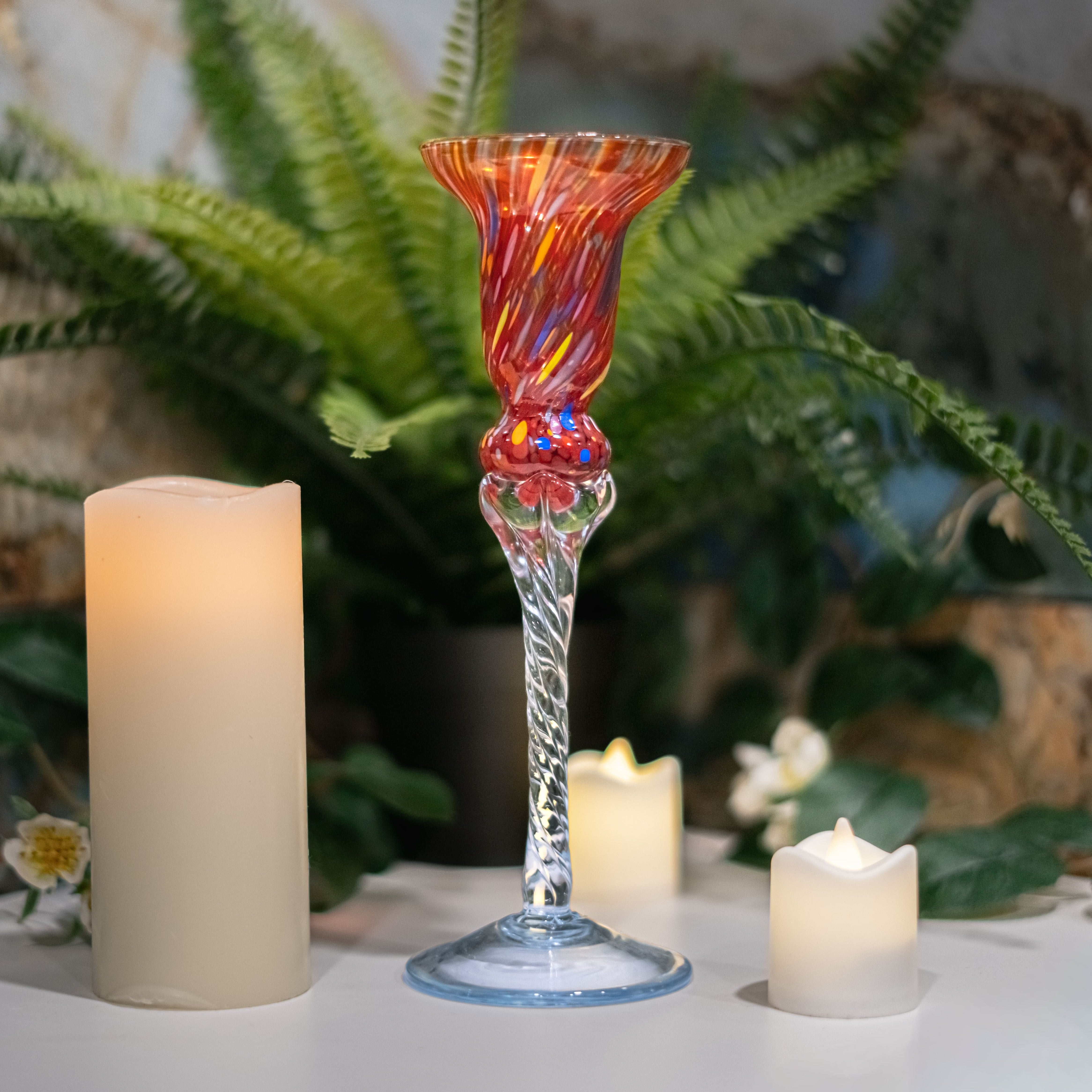Murano Glass -  King Candle Holder Red