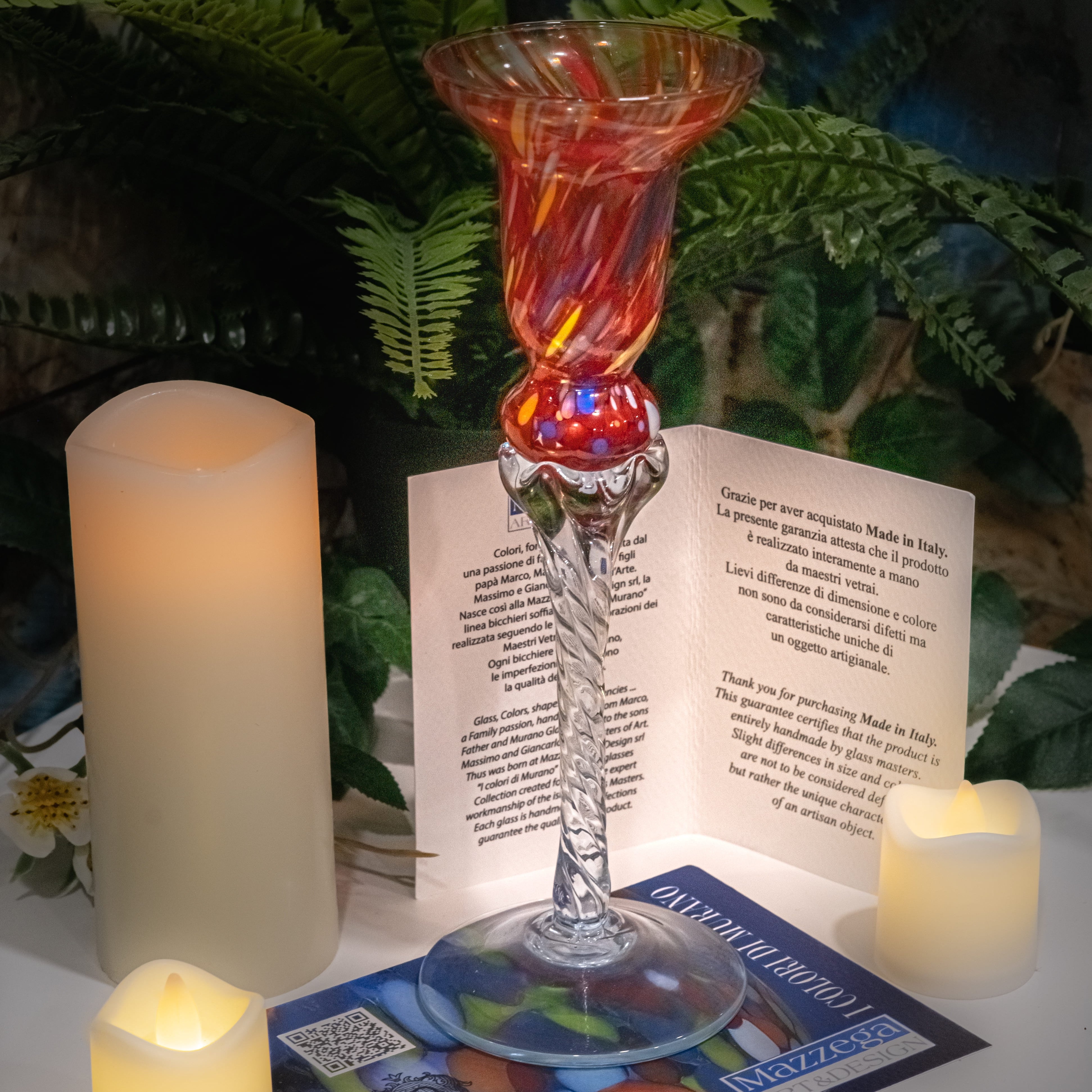 Murano Glass -  King Candle Holder Red