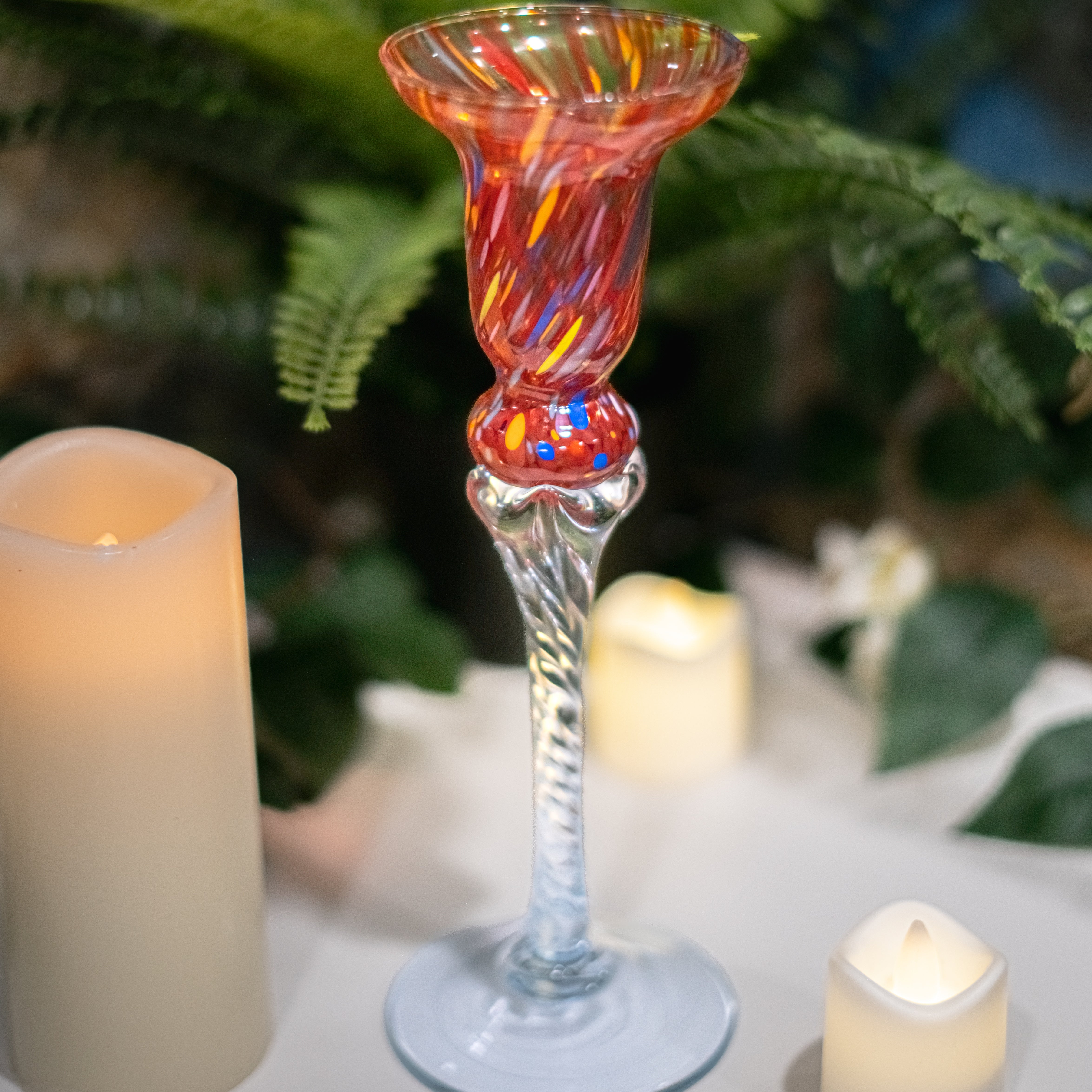 Murano Glass -  King Candle Holder Red